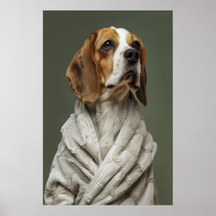 Beagle im Bademantel Druck, Lustige Badezimmer-Hun Poster