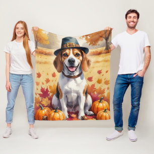 Beagle im Herbst lässt Erntedank Kunst Fleecedecke
