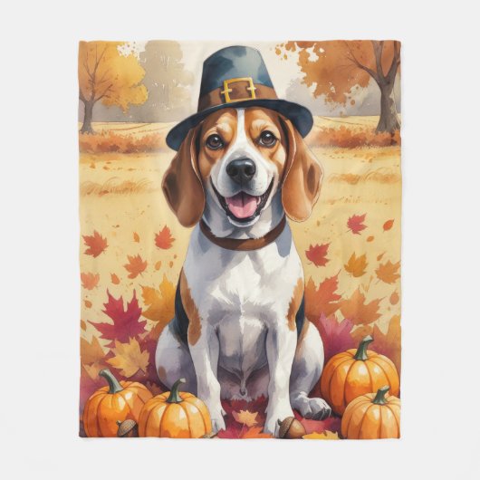 Beagle im Herbst lässt Erntedank Kunst Fleecedecke (Vorderseite)