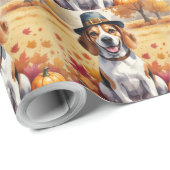 Beagle im Herbst lässt Erntedank Kunst Geschenkpapier (Rolleneckpunkt)