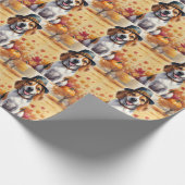 Beagle im Herbst lässt Erntedank Kunst Geschenkpapier (Ecke)