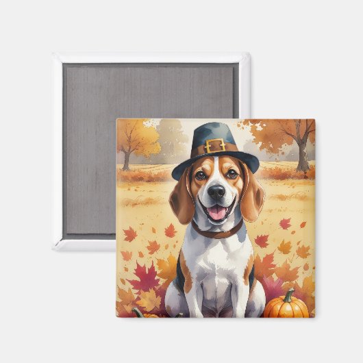 Beagle im Herbst lässt Erntedank Kunst Magnet (Vorderseite/Rückseite)