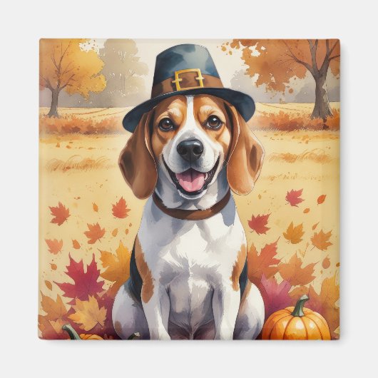 Beagle im Herbst lässt Erntedank Kunst Magnet (Vorne)