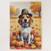 Beagle im Herbst lässt Erntedank Kunst Puzzle (Vertikal)