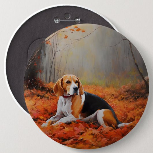 Beagle im Herbst Leaves Fall Inspiriert Button (Vorne & Hinten)