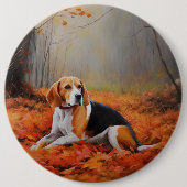 Beagle im Herbst Leaves Fall Inspiriert Button (Vorderseite)