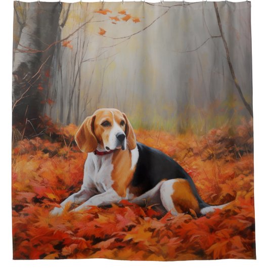 Beagle im Herbst Leaves Fall Inspiriert Duschvorhang (Vorderseite)