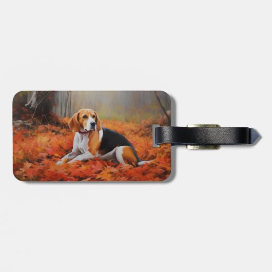 Beagle im Herbst Leaves Fall Inspiriert Gepäckanhänger (Rückseite horizontal)