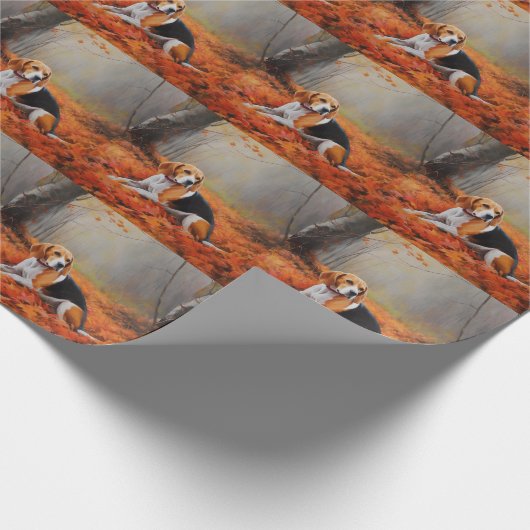 Beagle im Herbst Leaves Fall Inspiriert Geschenkpapier (Ecke)