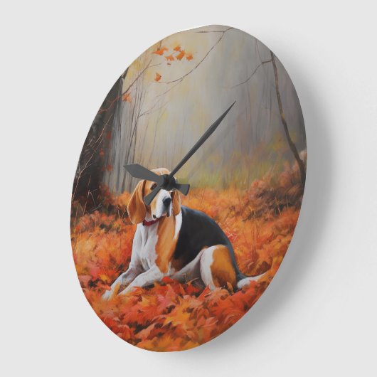 Beagle im Herbst Leaves Fall Inspiriert Große Wanduhr (Winkel)