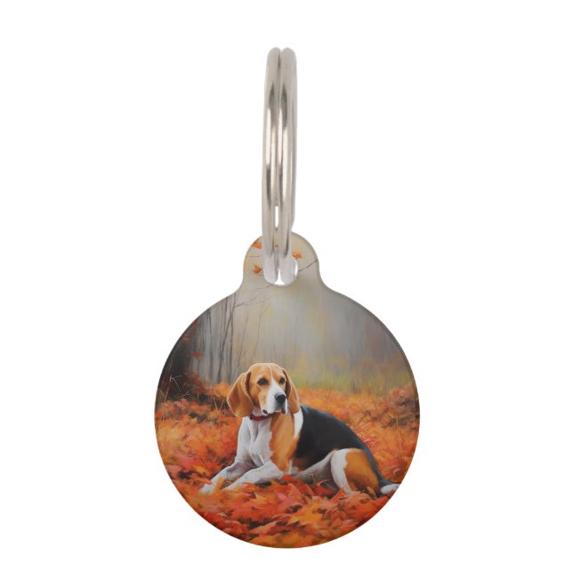Beagle im Herbst Leaves Fall Inspiriert Haustiermarke (Vorderseite)