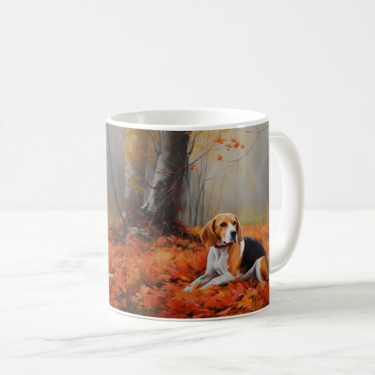 Beagle im Herbst Leaves Fall Inspiriert Kaffeetasse (VorderseiteRechts)