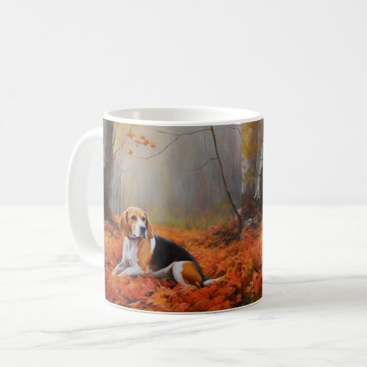 Beagle im Herbst Leaves Fall Inspiriert Kaffeetasse (Vorderseite Links)
