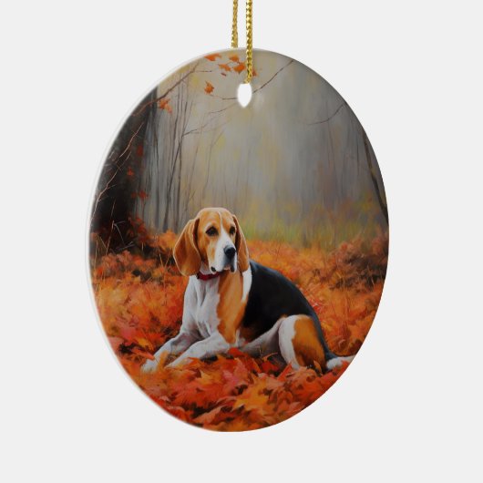 Beagle im Herbst Leaves Fall Inspiriert Keramik Ornament (Rechts)