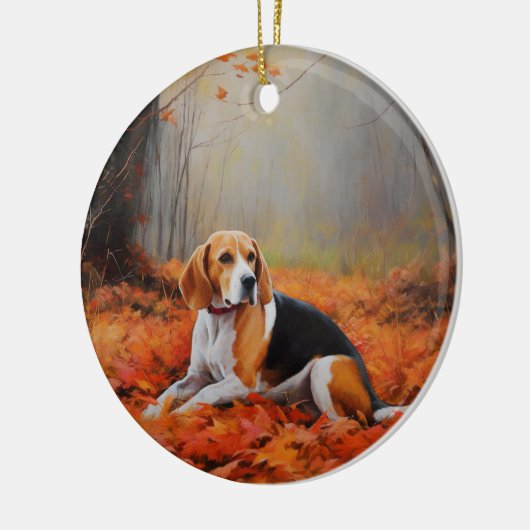 Beagle im Herbst Leaves Fall Inspiriert Keramik Ornament (Links)