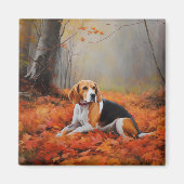 Beagle im Herbst Leaves Fall Inspiriert Magnet (Vorne)