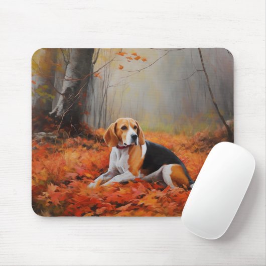 Beagle im Herbst Leaves Fall Inspiriert Mousepad (Mit Mouse)