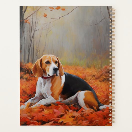Beagle im Herbst Leaves Fall Inspiriert Planer (Rückseite)