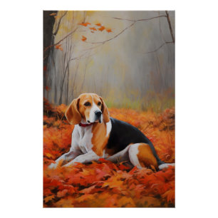 Beagle im Herbst Leaves Fall Inspiriert Poster
