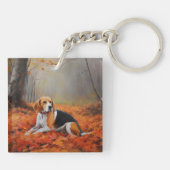 Beagle im Herbst Leaves Fall Inspiriert Schlüsselanhänger (Rückseite)