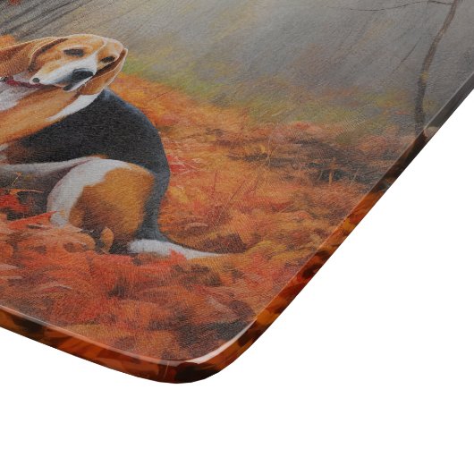 Beagle im Herbst Leaves Fall Inspiriert Schneidebrett (Ecke)