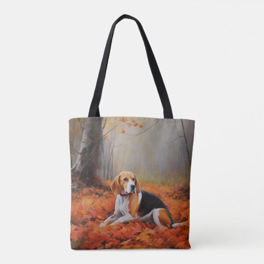 Beagle im Herbst Leaves Fall Inspiriert Tasche (Rückseite)