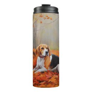 Beagle im Herbst Leaves Fall Inspiriert Thermosbecher