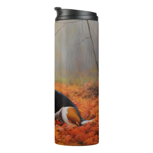 Beagle im Herbst Leaves Fall Inspiriert Thermosbecher (Nach rechts gedreht)