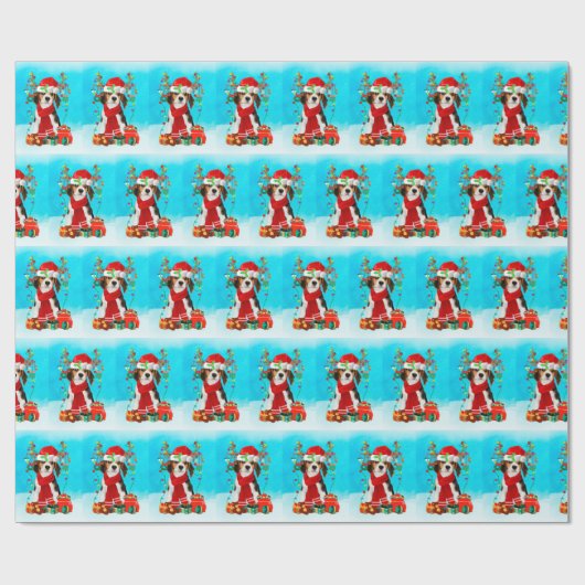 Beagle im Schnee mit Weihnachtsgeschenken Geschenkpapier (Flach)