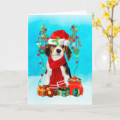 Beagle im Schnee mit Weihnachtsgeschenken Karte (Gelbe Blume)