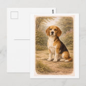 Beagle im Vintage-Stil Postkarte (Vorne/Hinten)