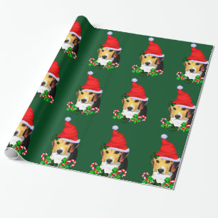 Beagle im Weihnachtsmannmütze-Weihnachten Geschenkpapier