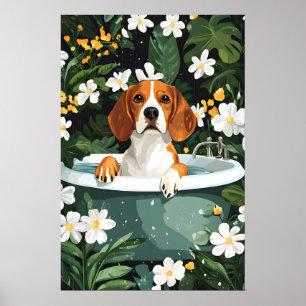 Beagle-In-Badewanen-Plakat, Lustiges Hundeplakat,  Poster