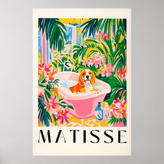 Beagle in Bathtub Art Print Matisse Style Dog Poster (Vorne)