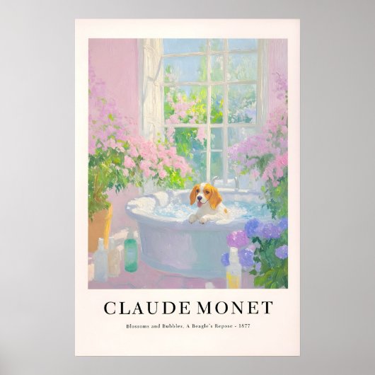 Beagle in Bathtub Art Print Monet Style Dog Poster (Vorne)