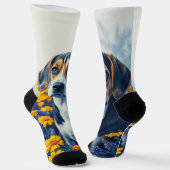Beagle in den Blume Socken (Gewinkelt)