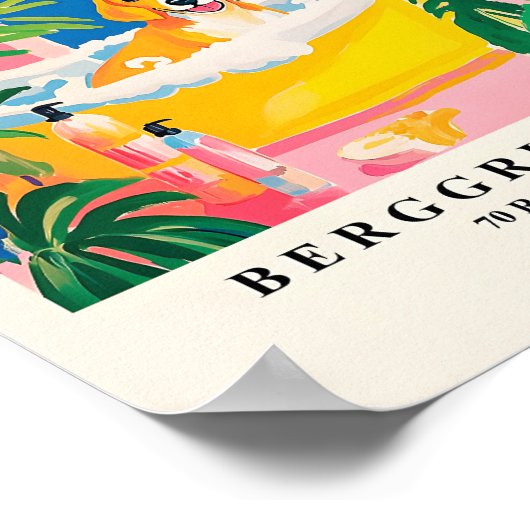 Beagle in der Badewanne Print, Funny Bad Wall Art, Poster (Ecke)