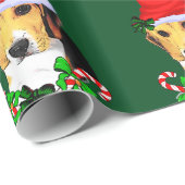 Beagle in der Weihnachtsmannmütze Weihnachten Geschenkpapier (Rolleneckpunkt)