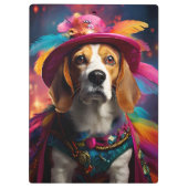 Beagle in einem Federhut Klemmbrett (Rückseite)