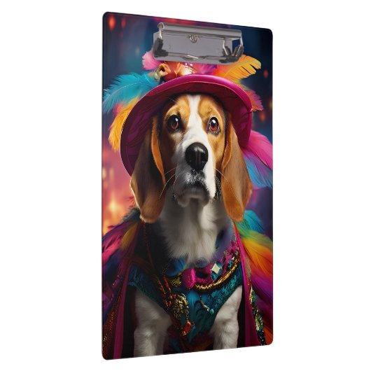 Beagle in einem Federhut Klemmbrett (Rechts)