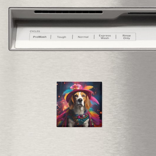 Beagle in einem Federhut Magnet (In Situ (Geschirrspüler))