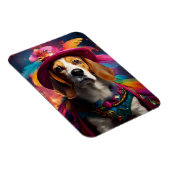 Beagle in einem Federhut Magnet (Rechte Seite)