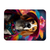 Beagle in einem Federhut Magnet (Horizontal)