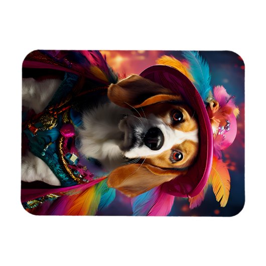 Beagle in einem Federhut Magnet (Horizontal)