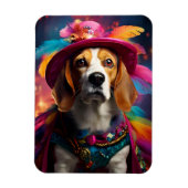 Beagle in einem Federhut Magnet (Vertikal)