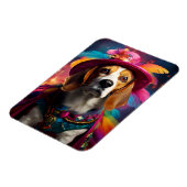 Beagle in einem Federhut Magnet (Linke Seite)