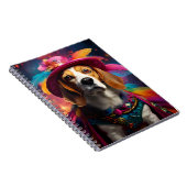 Beagle in einem Federhut Notizblock (Rechte Seite)