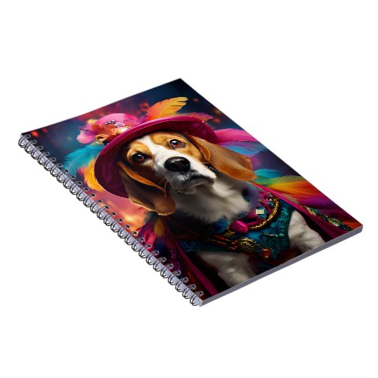Beagle in einem Federhut Notizblock (Rechte Seite)
