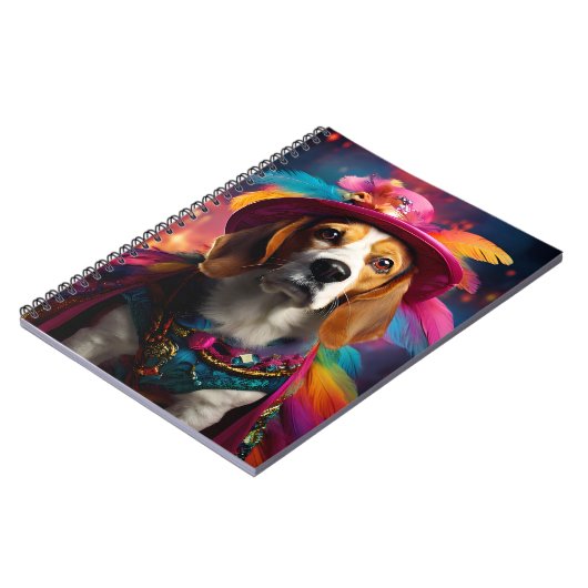 Beagle in einem Federhut Notizblock (Linke Seite)
