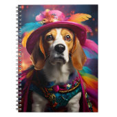 Beagle in einem Federhut Notizblock (Vorderseite)